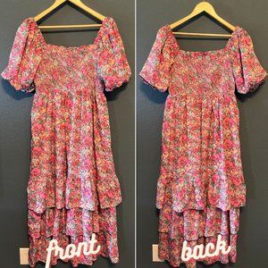 English Factory Floral Print Maxi Dress